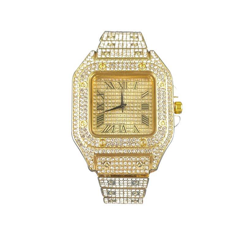 Watches For Men Quartz Watch Fashion Luxury Large Square Diamond-studded Star Men's Watch