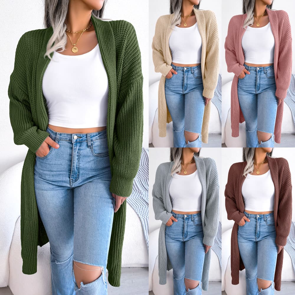 Women's clothing autumn and winter casual all-match lapel long cardigan sweater jacket popular women's clothing