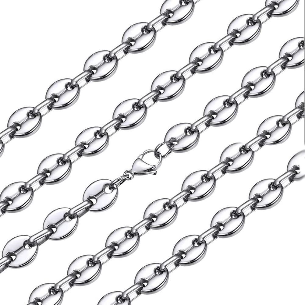 1Pcs Stainless Steel Coffee Beans 5MM For Men Women Rope Link Chain Necklaces Fashion Hip Hop Jewelry