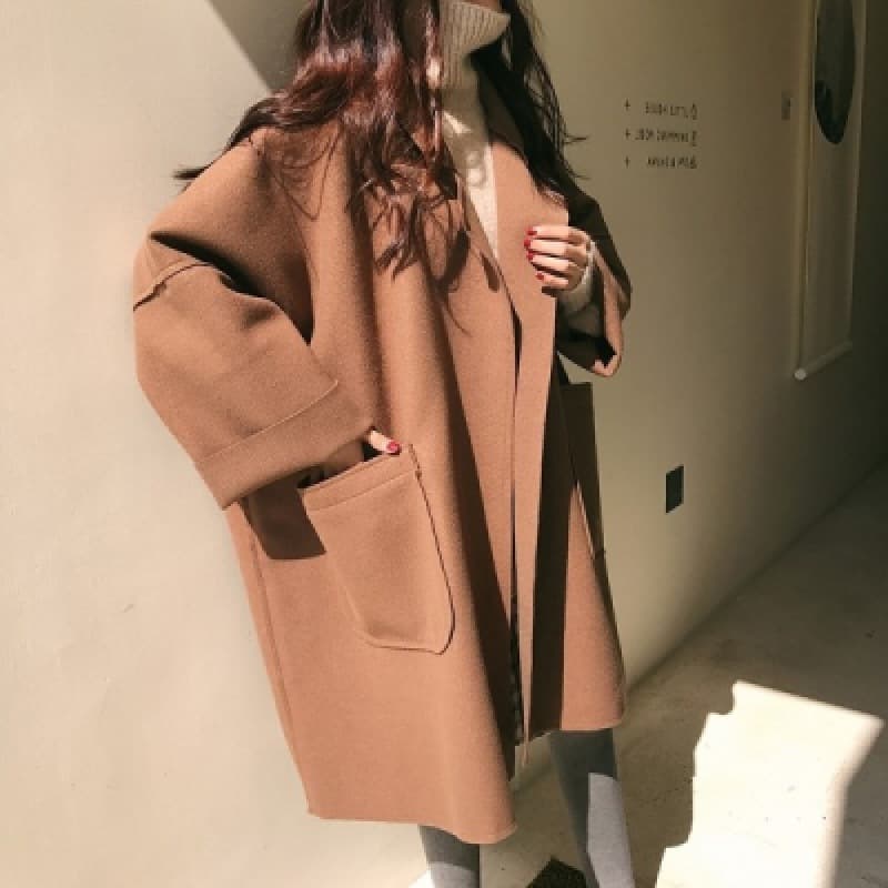 Women's Clothing Autumn and winter temperament commuting woolen front and back plaid thickened Korean style suit collar British style jacket