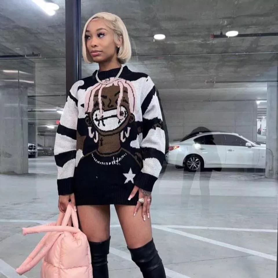 Women's Clothing New Street Loose Pullover Sweater Personalized Casual Round Neck Jacket Autumn Women's Underwear Sweater