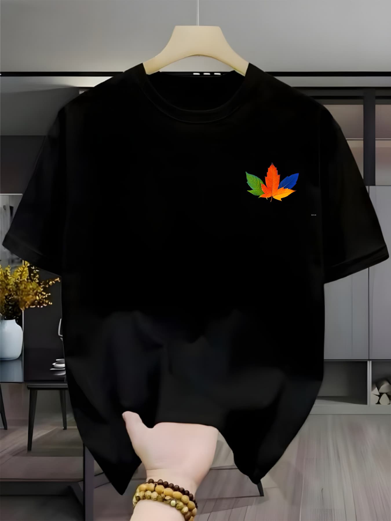 100 Cotton Casual Black T-Shirt With Print Soft Breathable And Comfortable Round Neck Tee For Summer Perfect For Casual AttireComfortable Clothing