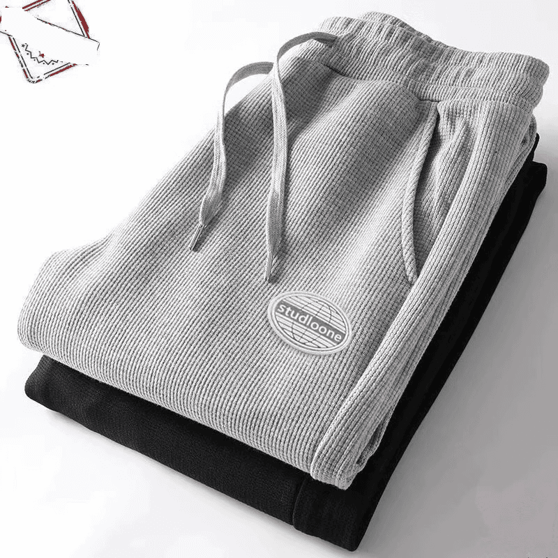 Men's Clothing Waffle Trousers Men Summer Thin Breathable Drawstring Loose Casual Men's Large Size Trendy Brand All Match Drawstring Trousers