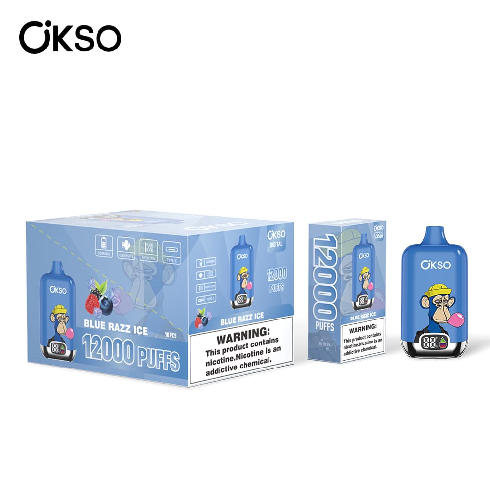 (Mise à niveau du produit ELF BOX 12 000 bouffées - 28 saveurs) Cigarette électronique jetable OKSO Digital 500 mAh, 12 000 bouffées, saveur fr