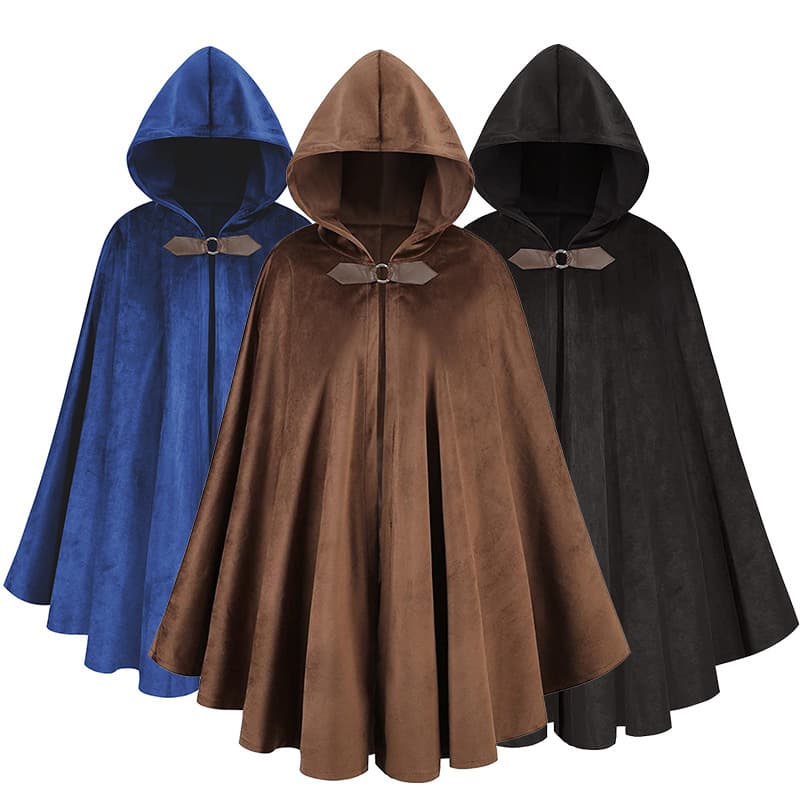 ​​Medieval Suede Cape – Fantasy Roleplay Cloak For Halloween, Cosplay & Renaissance Fairs (5 Colors, Adult/Kids Sizes)​​