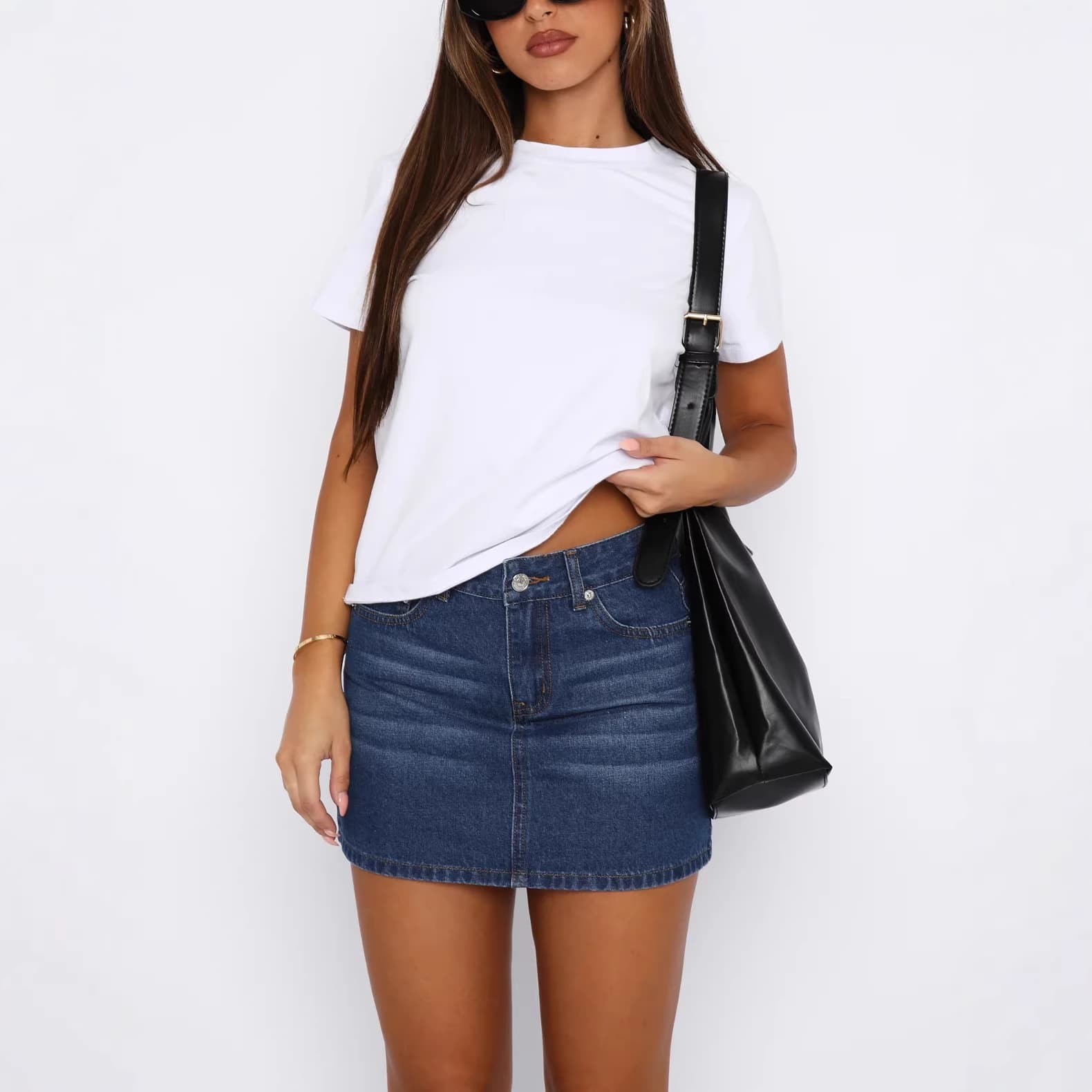 Retro Stretch Denim Mini Skirt For Women – High Waist Slim Fit Vintage Washed Denim Skirt (S-Xl, Dark Blue/Light Blue/White/Black)