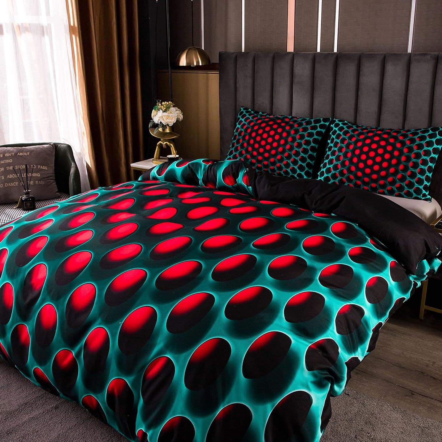 Foreign Trade Cross-Border Three-Piece Set Black Honeycomb 3D Digital Print Home Textile Duvet Cover Bed Sheet Bedding
