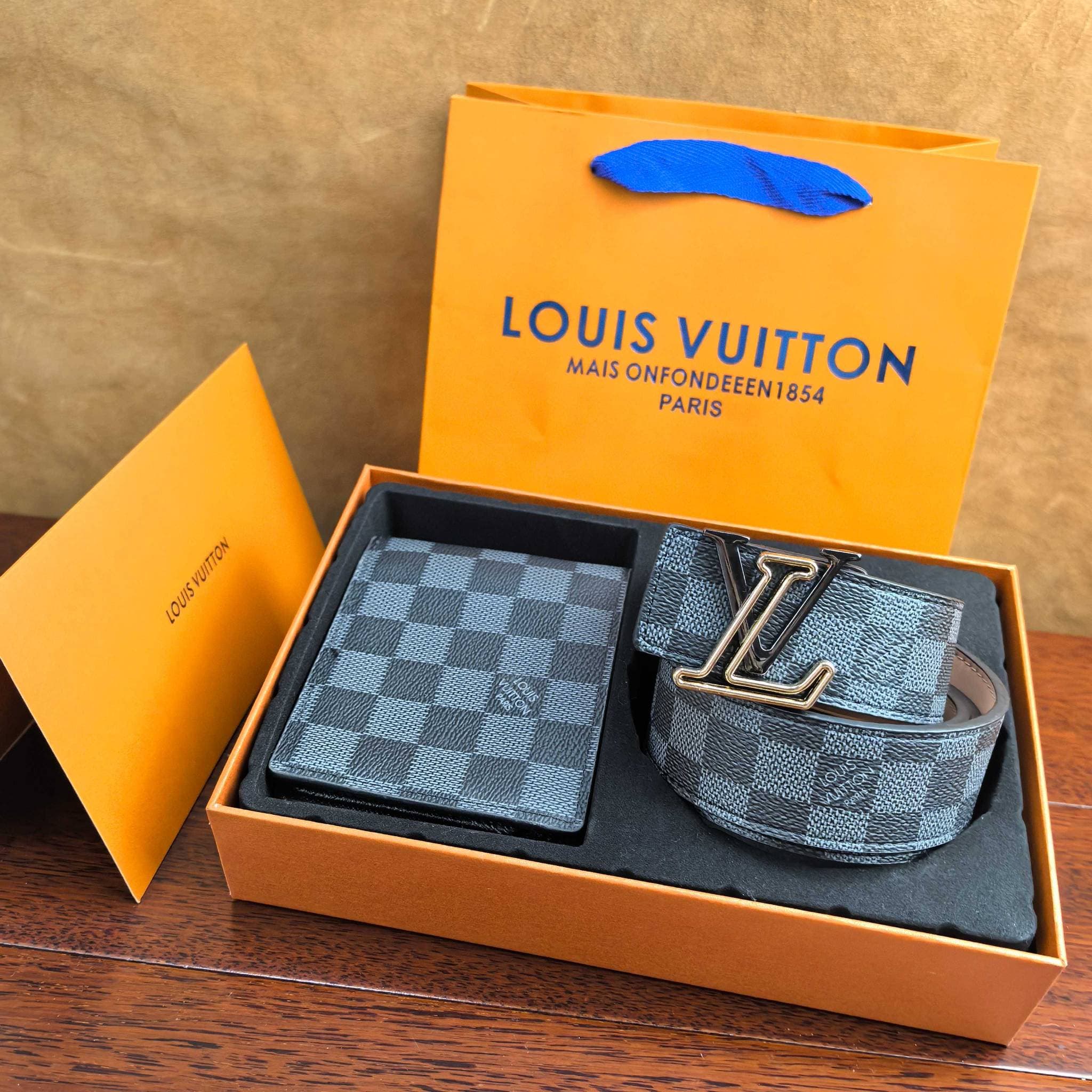 Ensemble portefeuille ceinture tendance V Grid, portefeuille vieillissant