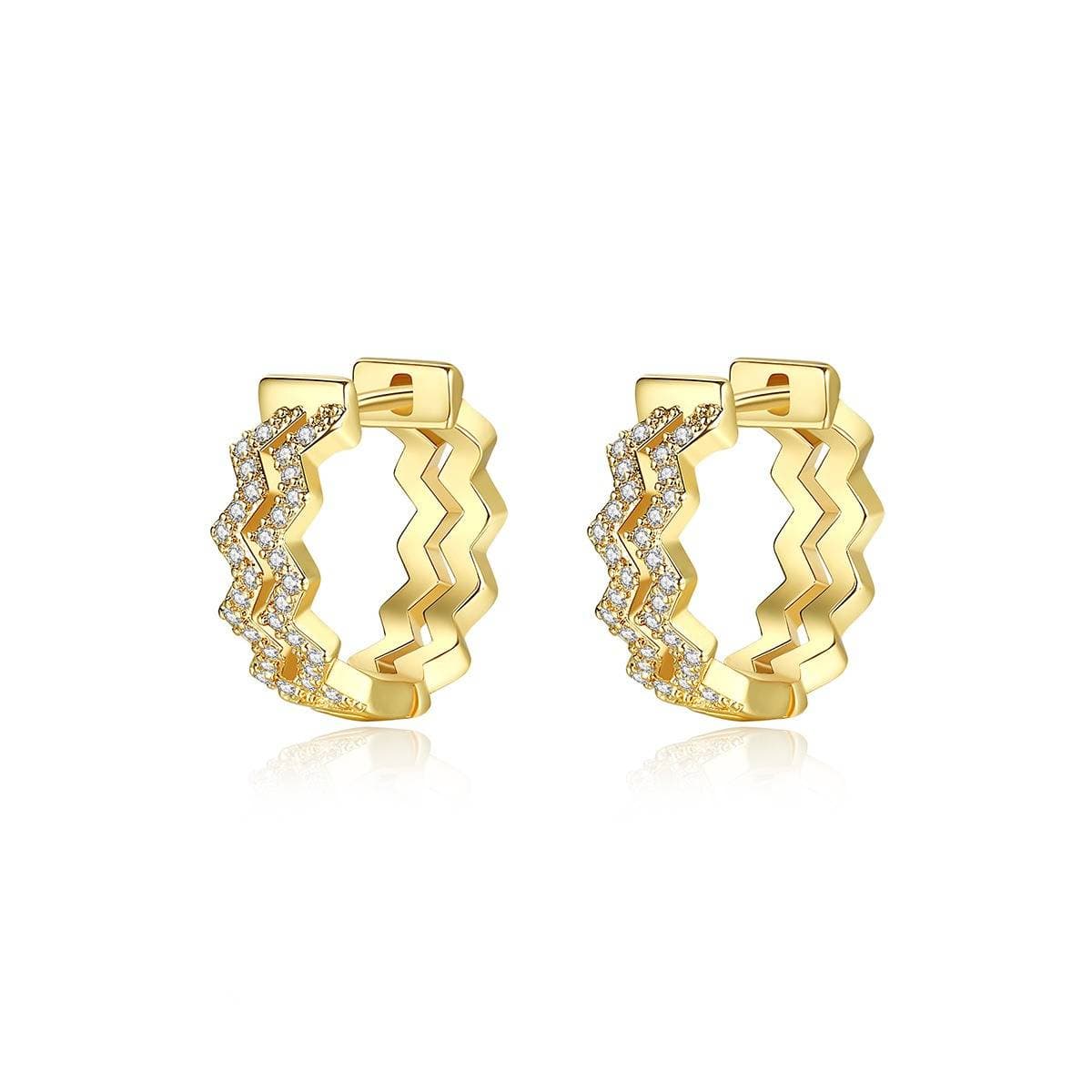Women's Jewelry Wave Ear Cuff Double Row Zircon Rhinestone Creative Ripple Design Geometric Fashion Earrings