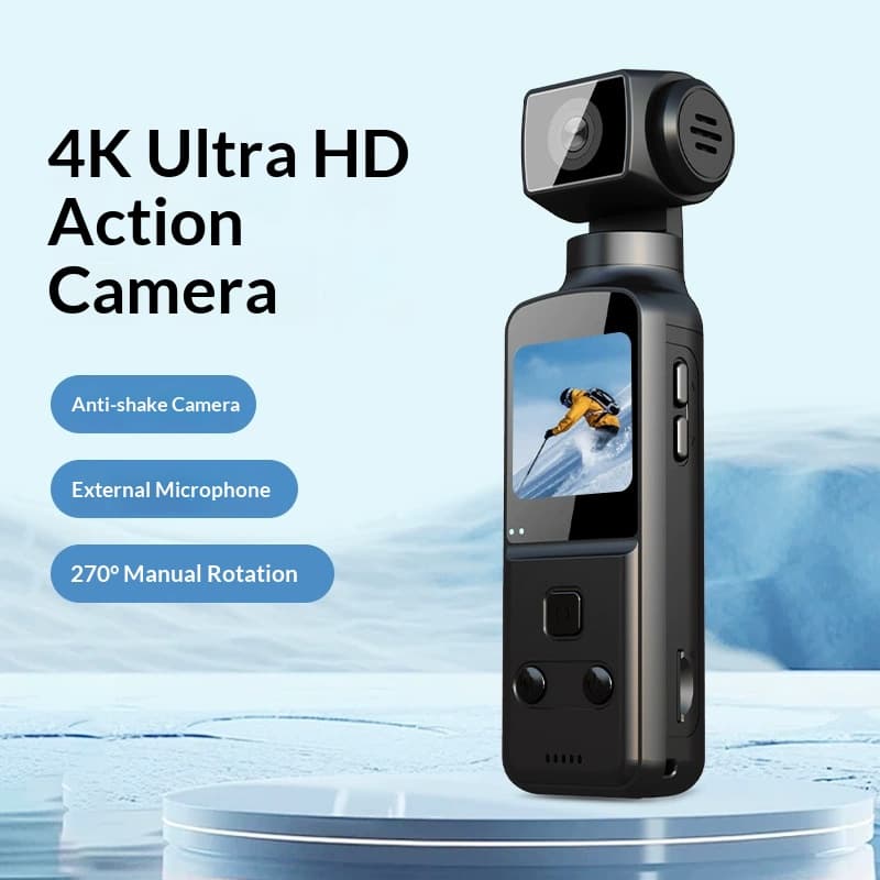 K1 Ultra HD Pocket Camera - 4K/5K WiFi Action Cam With 270° Rotation, Waterproof Case & 500W Pixel (Ideal For Vlogging, Sports, Travel)
