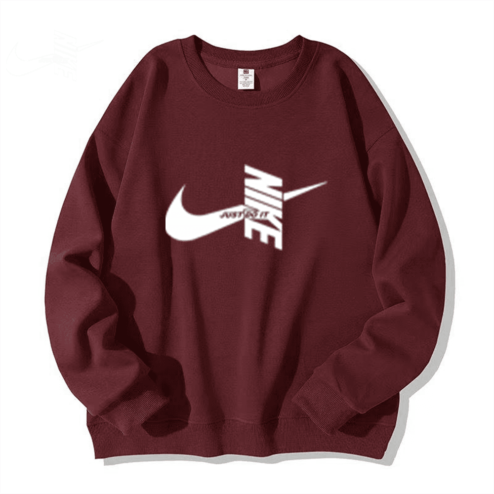 Sweat-shirt Nike noir de luxe à col rond avec logo Swoosh vertical, haut en coton streetwear sport