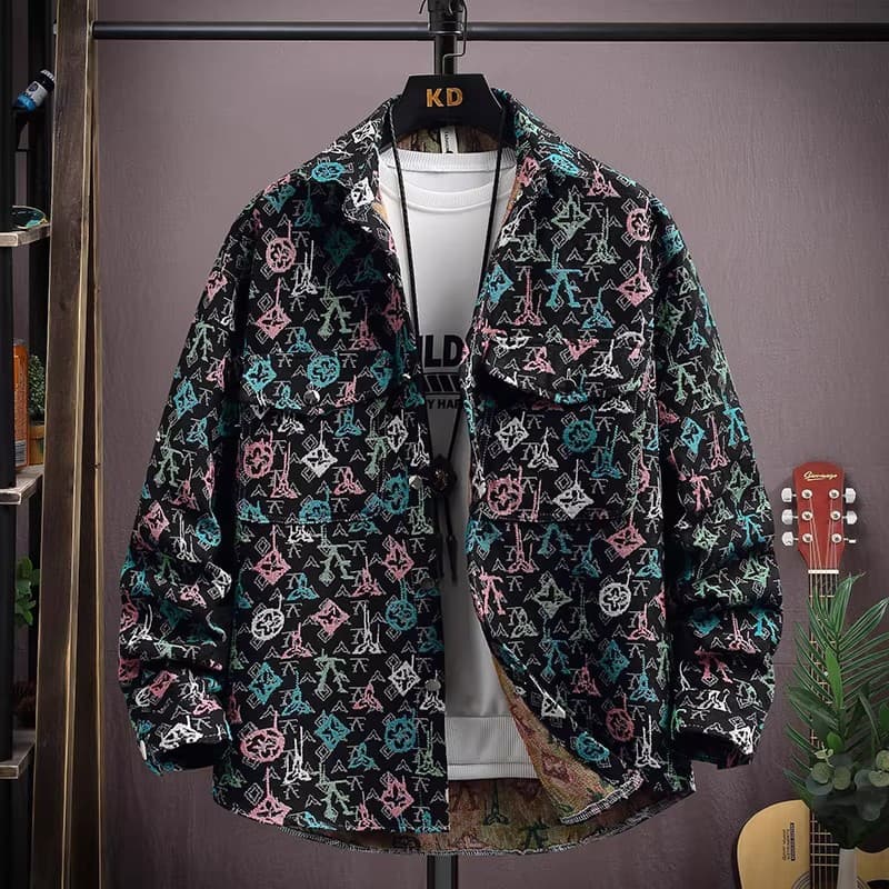 Youthful Versatile Full Print Jacket, Cool Trendy Brand Casual Versatile Jacket, Shirt, Men's Top