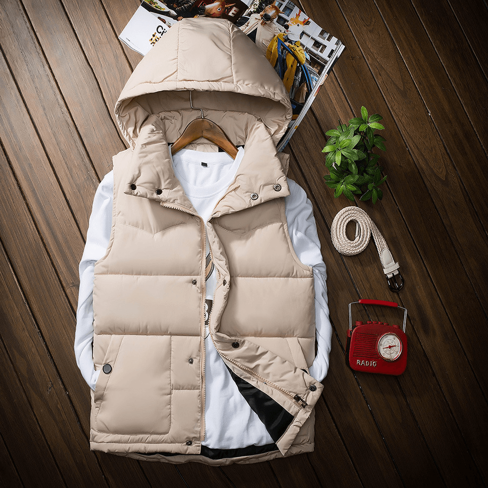 Men's Sleeveless Puffer Vest - Couple's Matching Winter Wear, Quilted Streetwear Gilet For Men