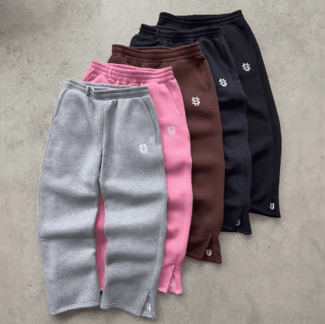 Unisex Retro Street Trend Hip Hop Casual Elastic Waist Zipper Loose Solid Color Sports Casual Pants