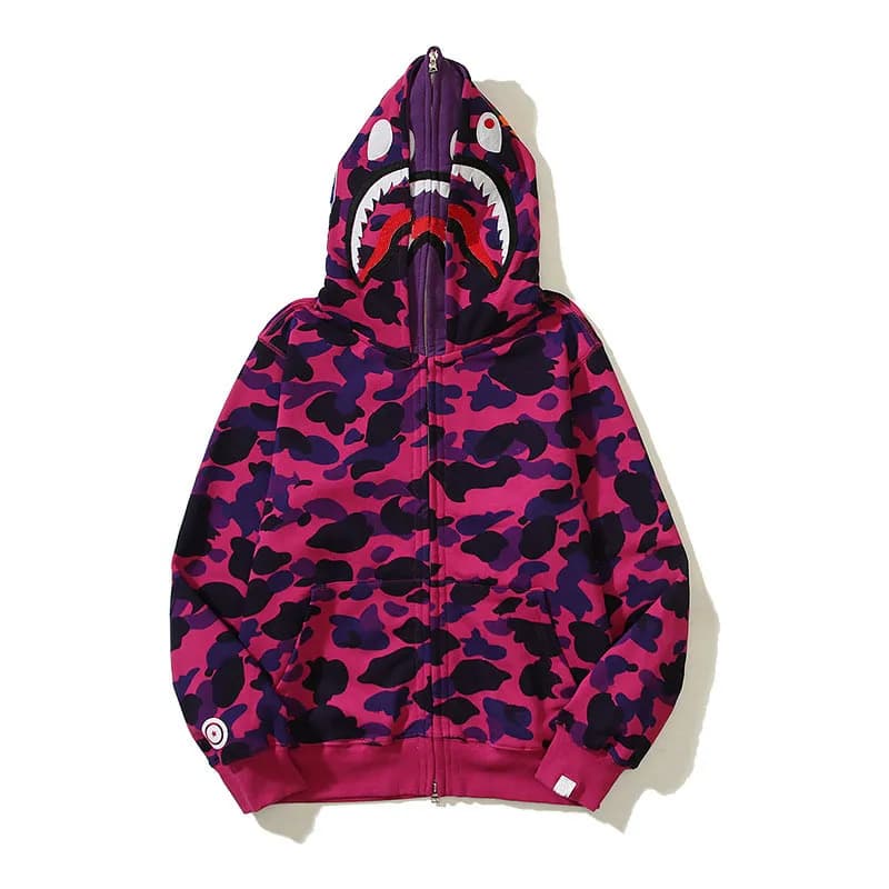 Sweat à capuche zippé en forme de requin pour homme et femme, veste camouflage tendance, sweat à capuche, polaire technique