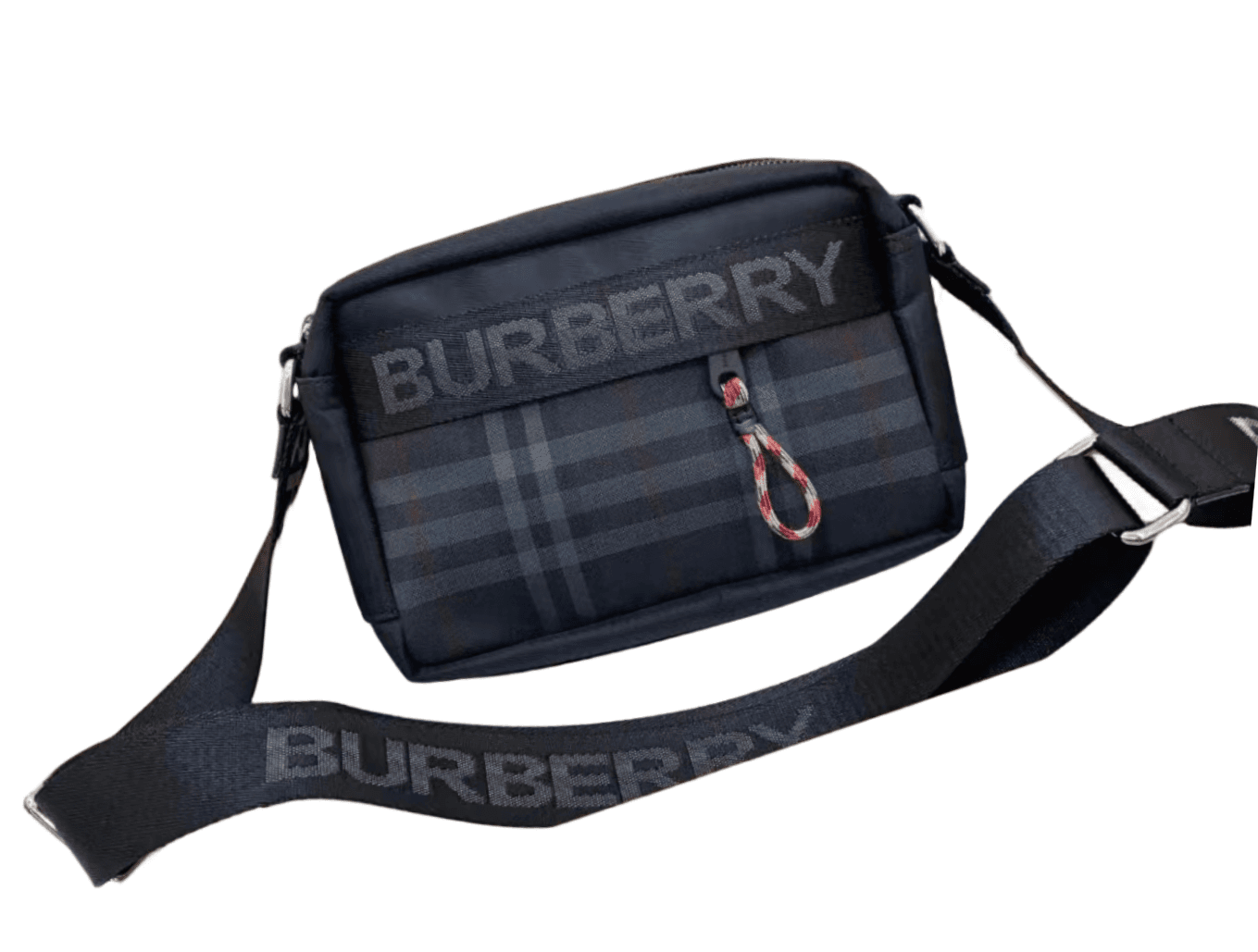 (BURBERRY) classique hommes toile Plaid Patchwork Colorblocking à carreaux simple épaule bandoulière caméra taille sac