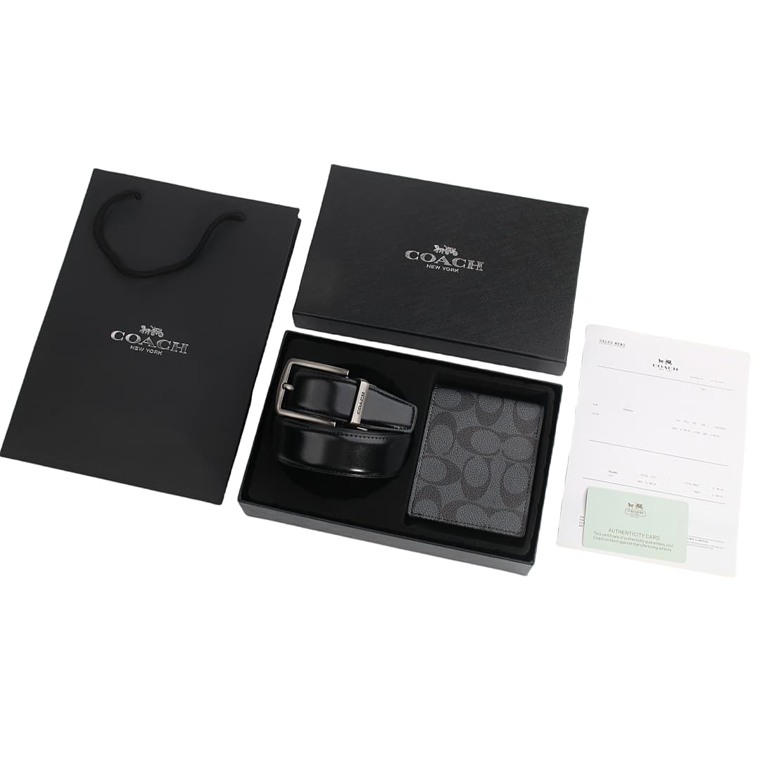 Coffret cadeau - Combinaison portefeuille et ceinture pour homme, luxueuse et tendance