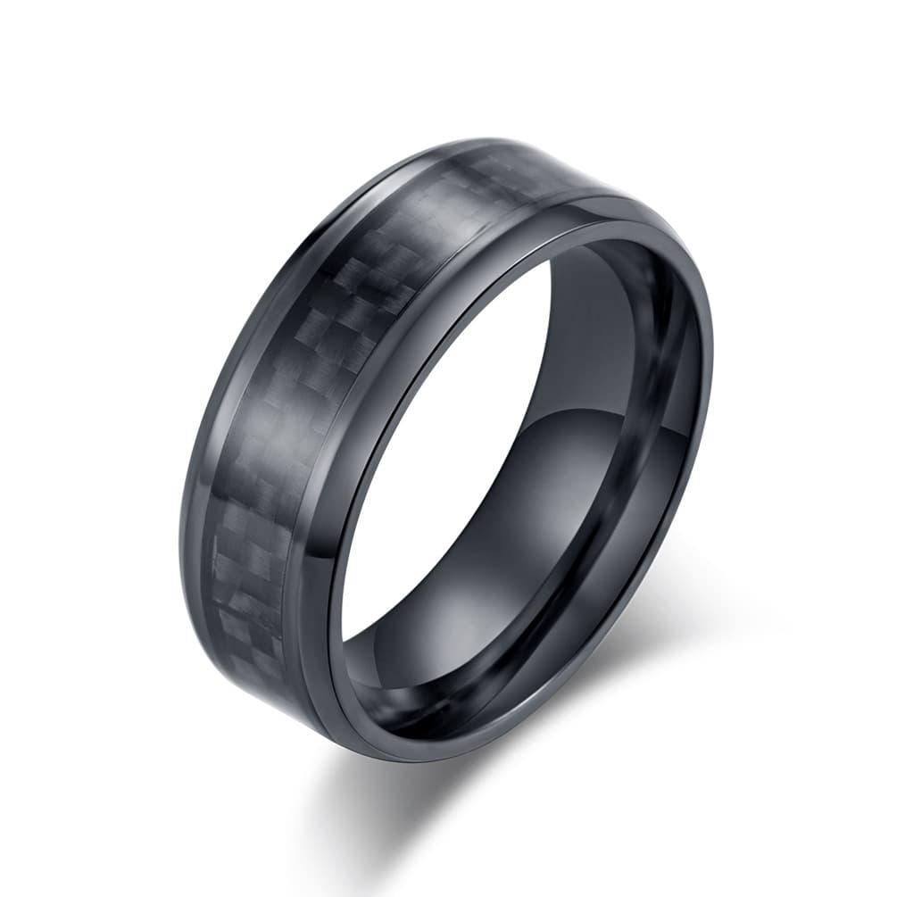 Titanium steel carbon fiber ring men's trendy new hand accessories