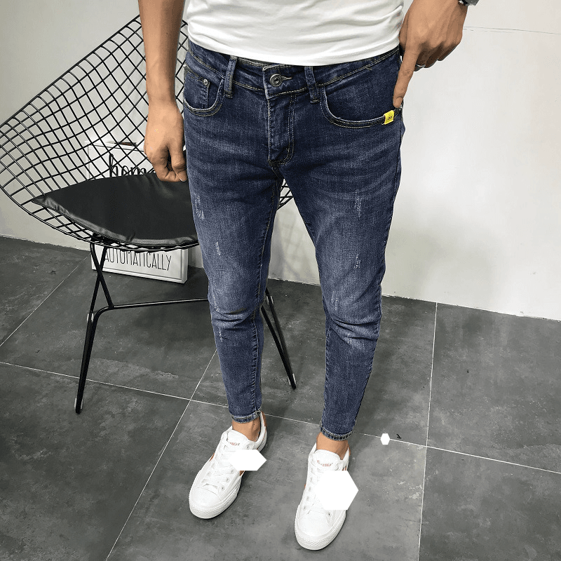 Men's Display Jeans Men Trend Slim Fit Skinny Pants Elastic High-end Trendy Brand Casual Versatile Long Pants