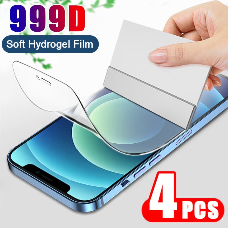 Lot de 4 films hydrogel pour iPhone 17, 16, 15, 14, 13, 12, 11 Pro Max, 12Mini, 16E, 15Plus, 17Air, protection d'écran intégrale pour iPhone X, 6,