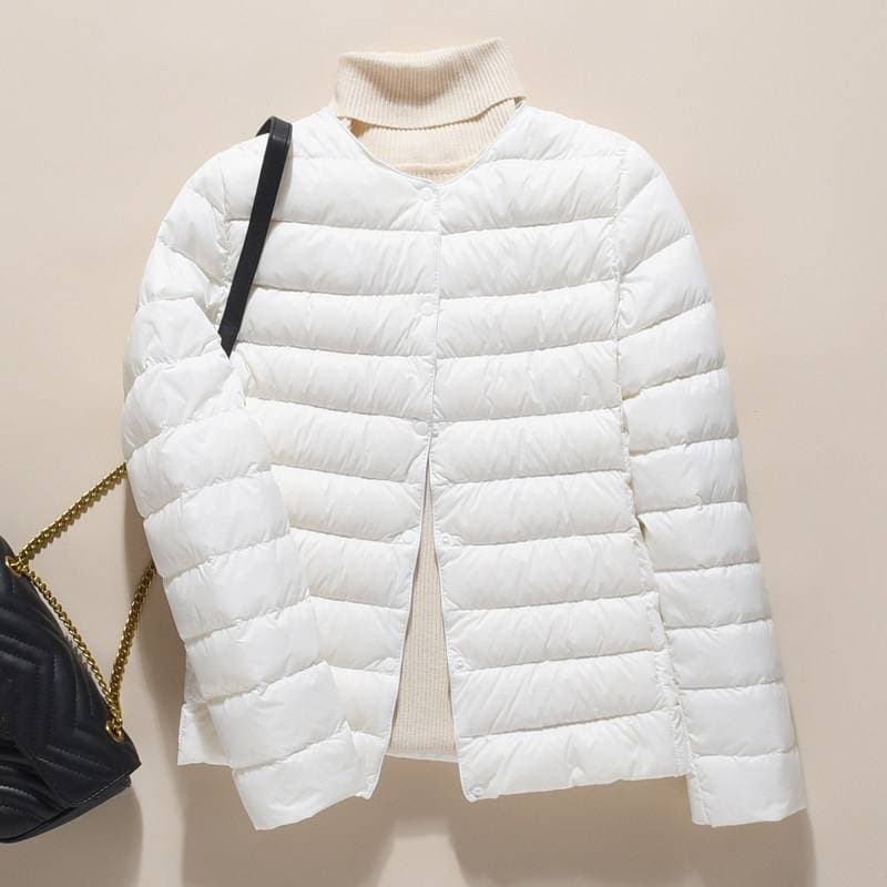 Women's Clothing short round neck v neck warm lining autumn and winter collarless slim fit large size jacket