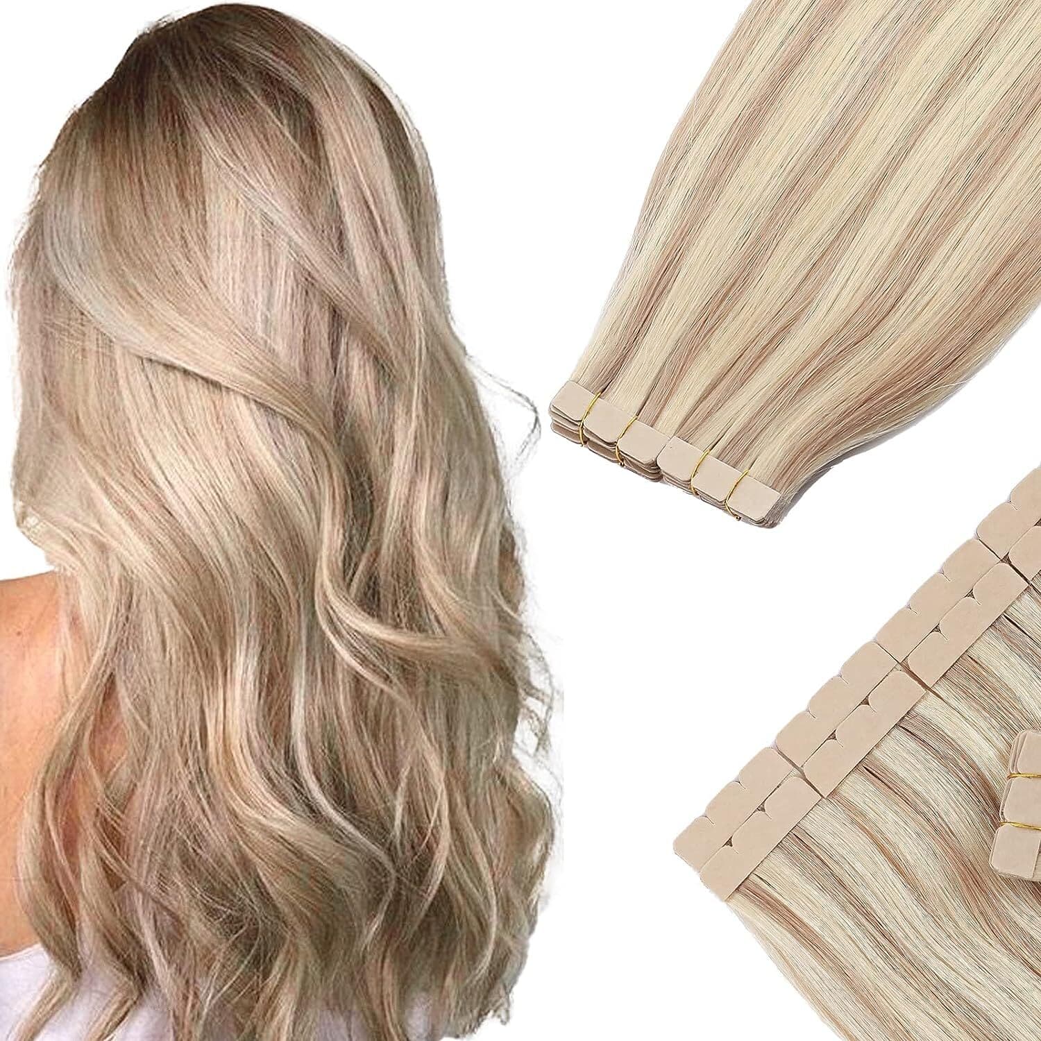 Tape In Human Hair Extensions 100% Remy Natural Human Hair 12-26 Inch Straight Extensions Seamless Skin Weft Adhesive For Women