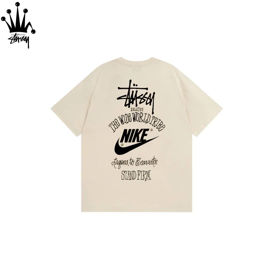 Stussy&Nike Collaboration Cylindrical Short Sleeved T-shirt Made Of Pure Cotton Fabric For Both Men And Women