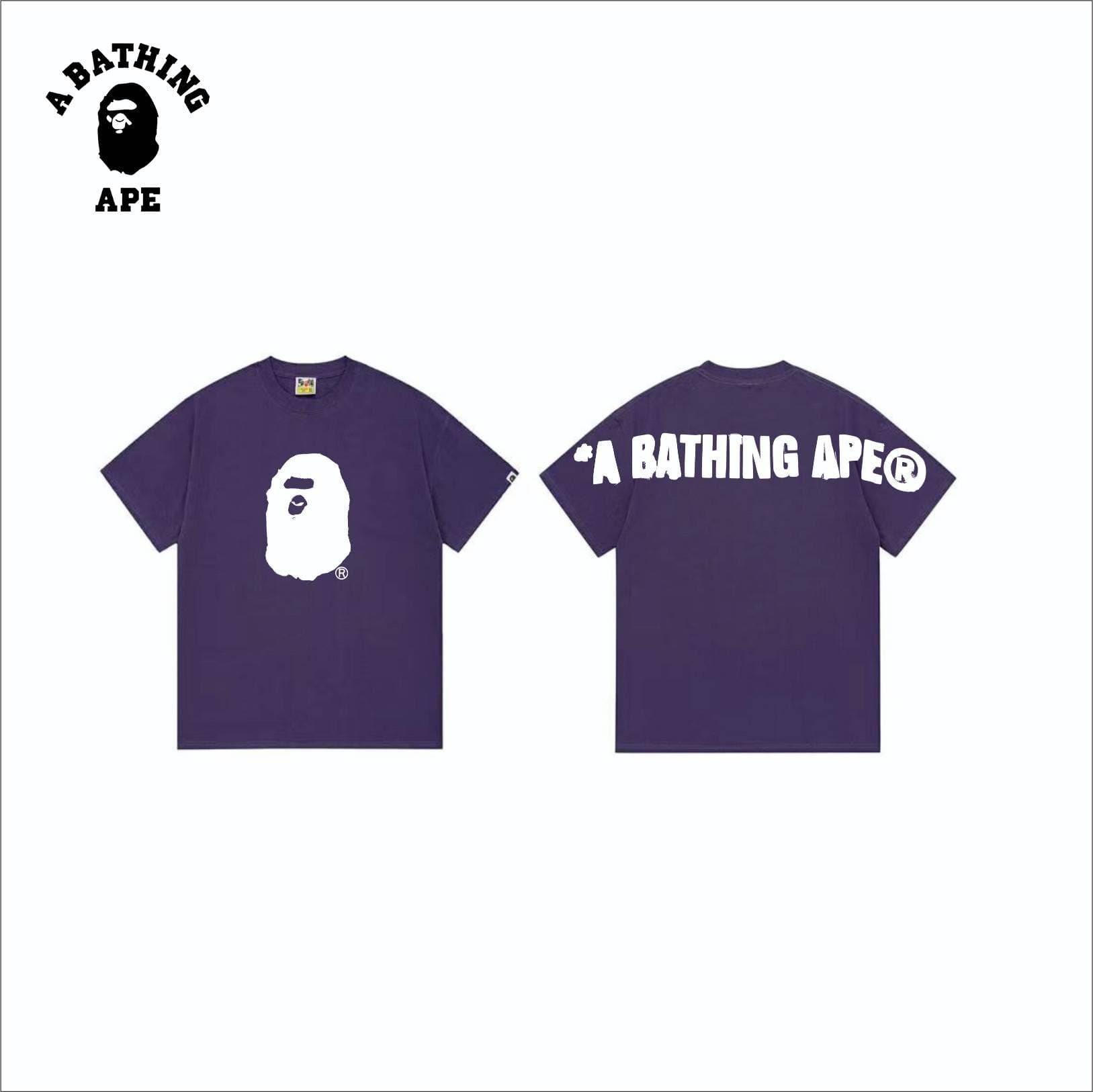A BATHING APE BAPE-Inkjet Ape Head Letter Printed Short Sleeve T-shirt