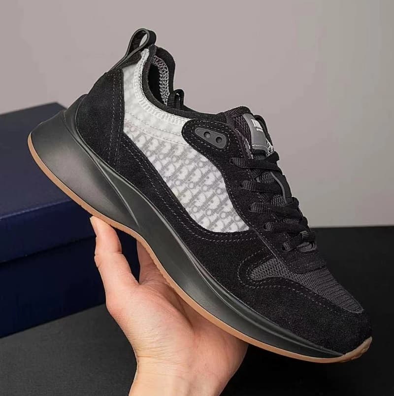 Chaussures de sport décontractées pour hommes B25, basses à lacets, semelle épaisse et contrastante, logo lettre