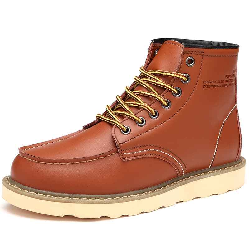 Bottines d'hiver en coton pour hommes Bottines montantes en cuir de vachette pour hommes