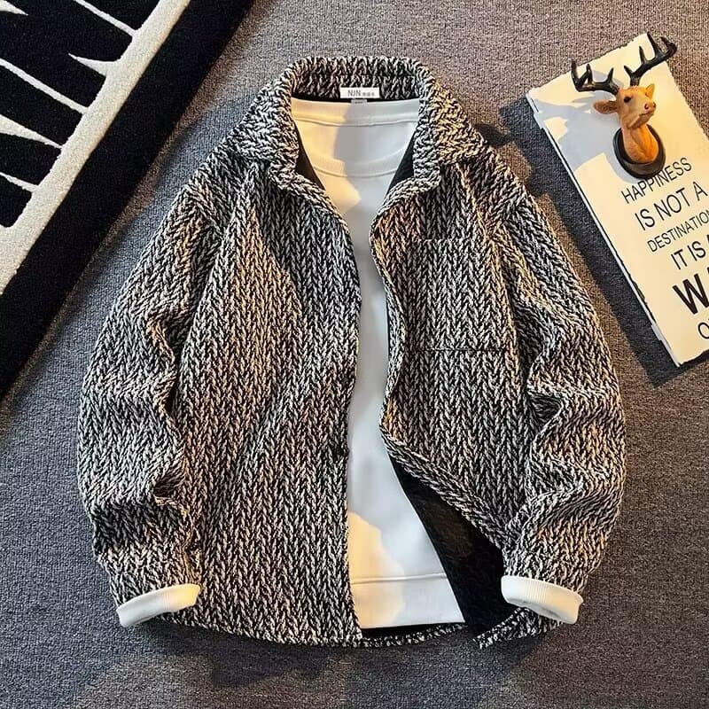 Men's Clothing Jacket For Men Spring And Autumn Trend Lapel Plaid Shirt Casual Men's Jacket