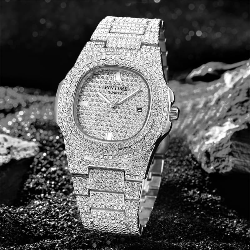 Patek Diamond Encrusted Gypsophila Steel Band Watch Unisex Calendar Quartz Popular Luxury Men's Watch