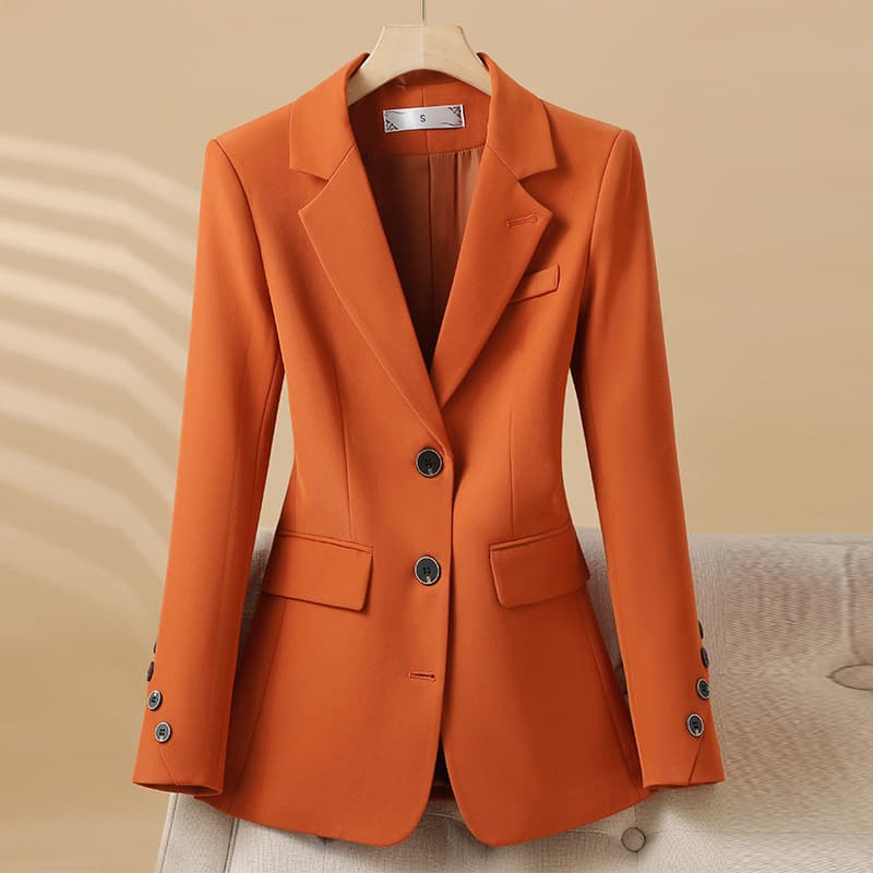 Blazer professionnel élégant pour femme - Veste de costume de bureau coupe slim pour l'automne/hiver, polyester infroissable et extensible