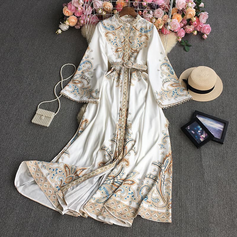 Women's Positioning pattern long sleeve dress