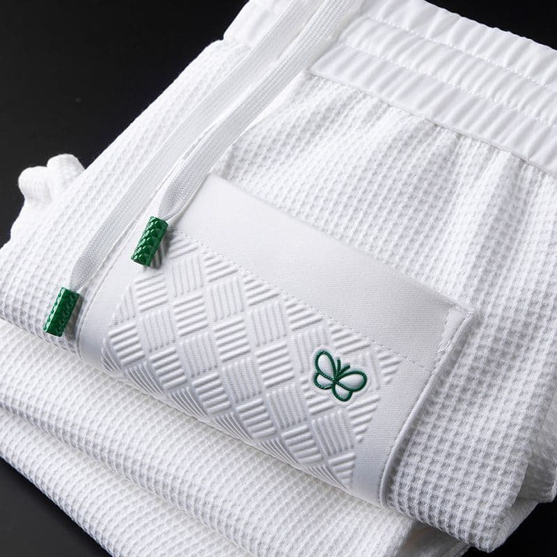 Men's Slim Fit And Soft Casual Sports Pants Light Luxury Fashion Brand European Goods Spring Autumn Waffle Plaid White