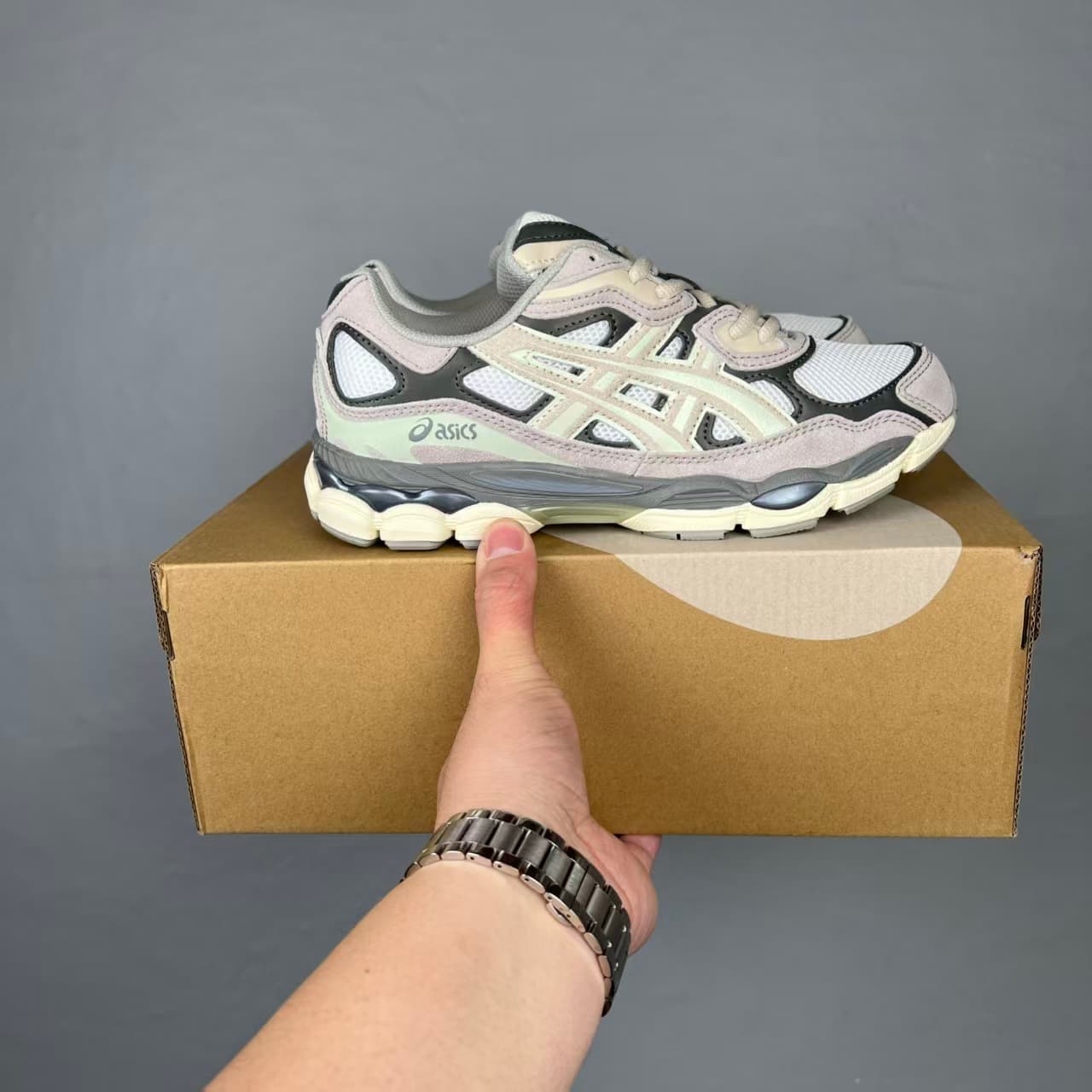 GEL_NYC Pure Original Nouveau Style Chaussures de course basses bleues en maille patchwork résistante à l'usure, respirantes et amortissantes.