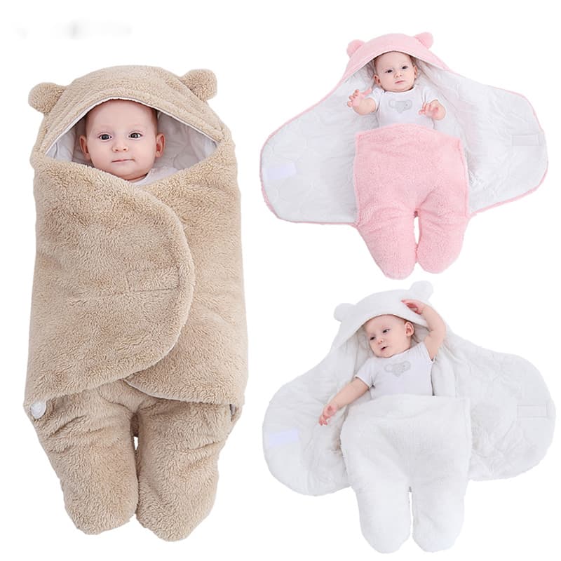 Soft Baby Sleeping Bags Flannel Newborn Blanket Swaddling Thicken Infant SleepSack Warm Envelope Cocoon for Babies 0-9Month