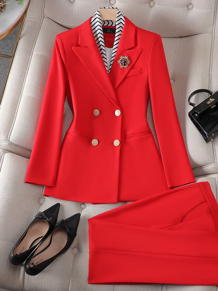 Women's Clothing High grade double breasted suit professional suit female temperament goddess style art exam broadcast host formal work clothes