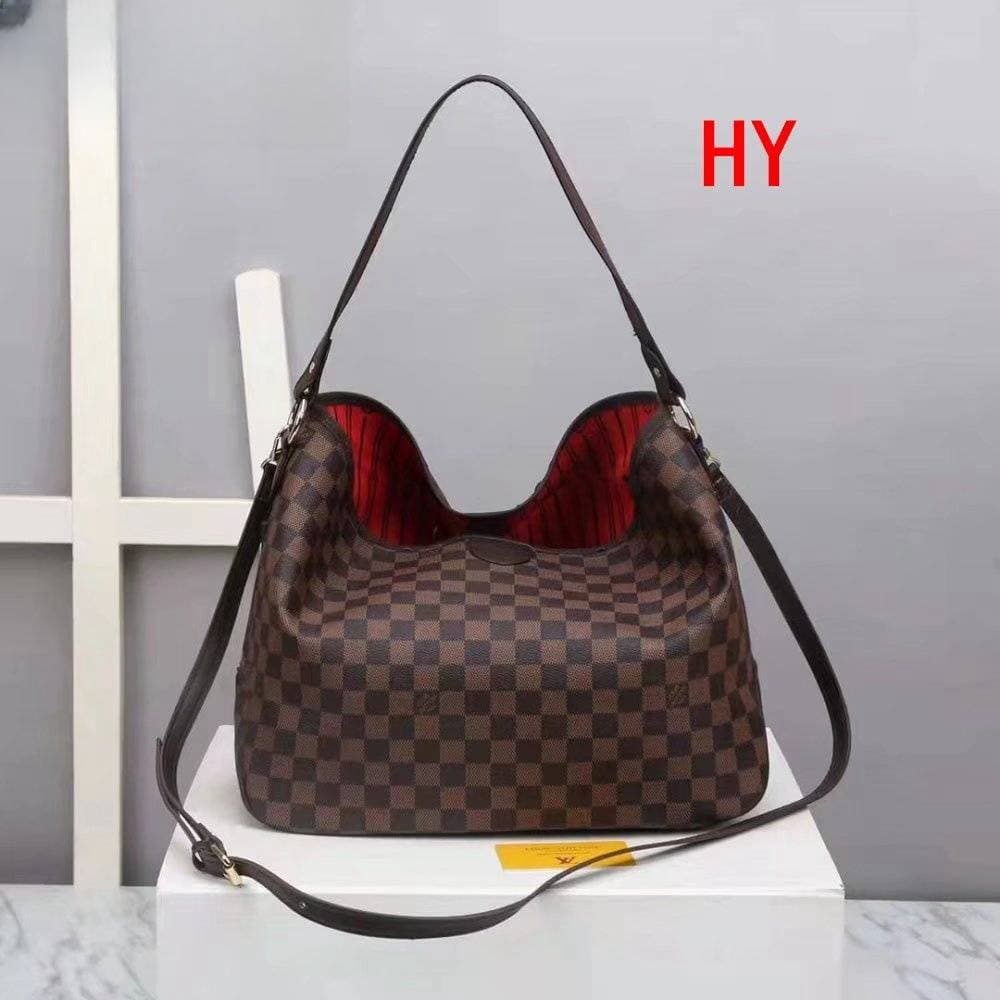 Sac à main pour femme en cuir véritable, sac à bandoulière, nouveau sac à main à la mode, motif de lettres à carreaux, fermeture éclair, sac
