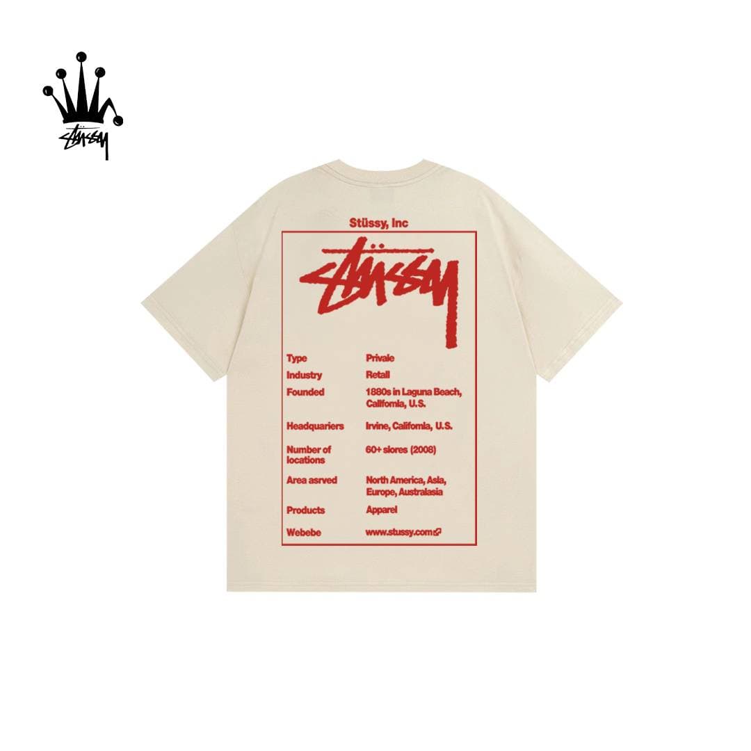 Stussy Solid Color Label Pattern Printed Pure Cotton Short Sleeved T-shirt