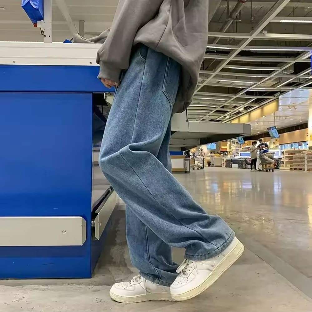 ​​Men's Fashion Baggy Jeans - Trendy Oversized Straight-Leg Denim Pants For Casual Streetwear​​