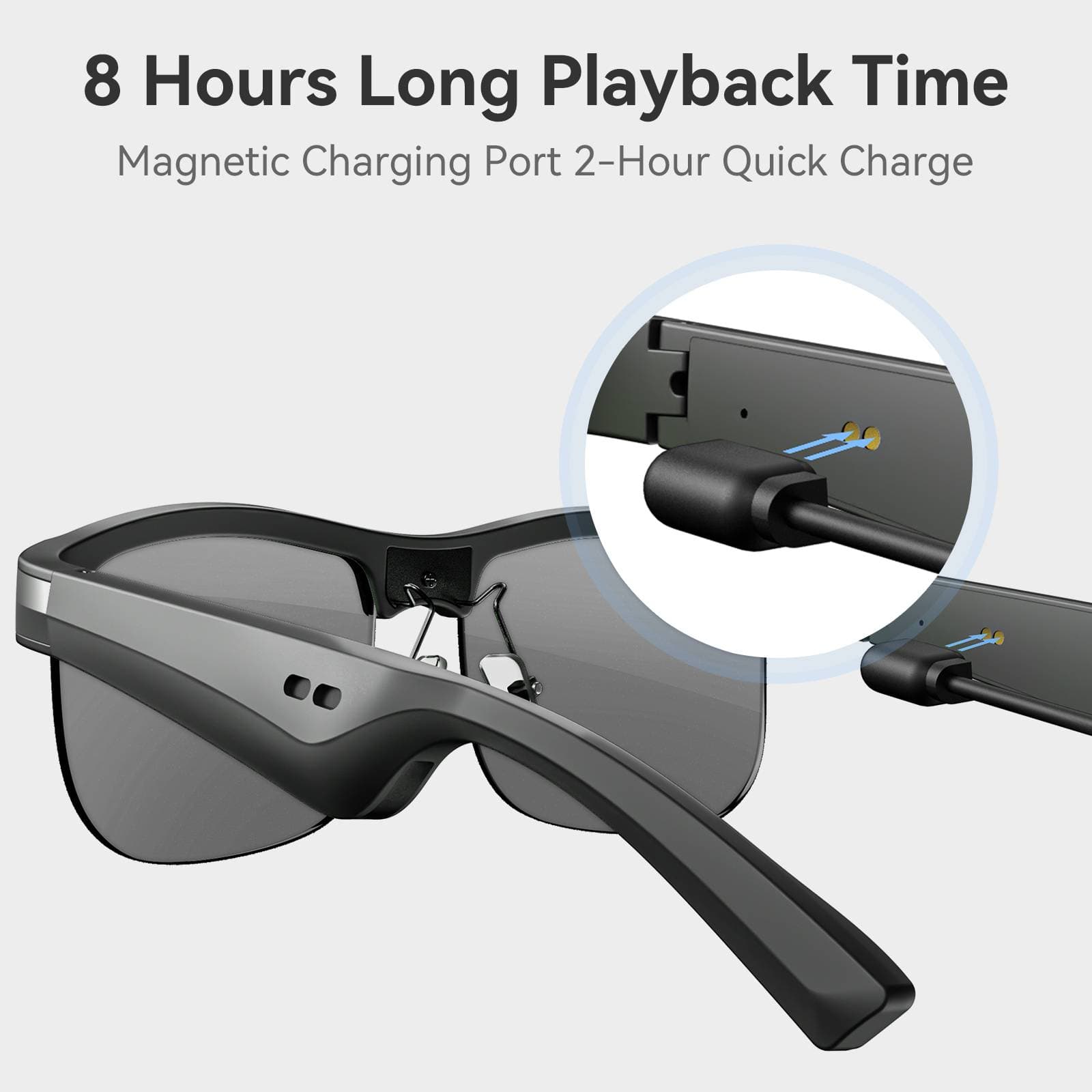 Elecfusion Smart Glasses: UV400 Polarized, Anti-Blue Light, Color-Changing Lenses, Voice Assistant, Stereo Sound, Clear Calls, Lightweight