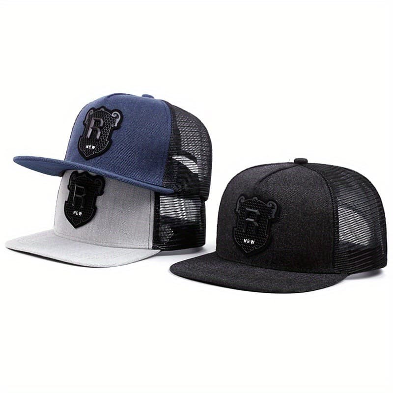 Men's and women's flat brimmed street embroidered letters R, hip-hop hats, sun hats