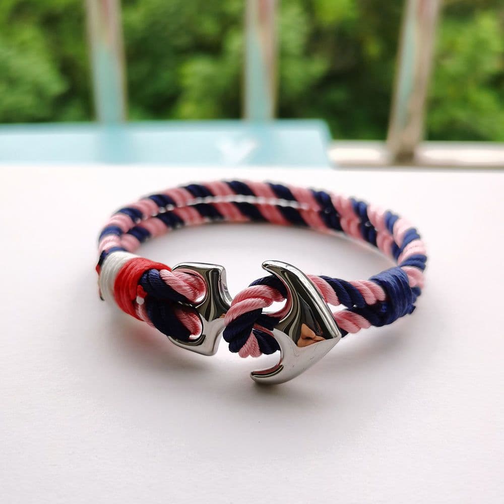 European American Handmade Woven Trendy Anchor Bracelet For Men And Women, Leather Multi-layer Bracelet, Navy Style