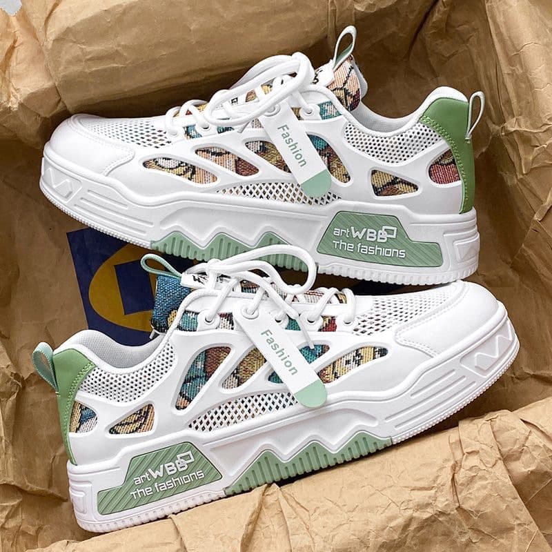 Men's Shoes Summer New Breathable Versatile Thin Sneakers National Trend Lightweight Mesh Sports Shoes Casual White Shoes