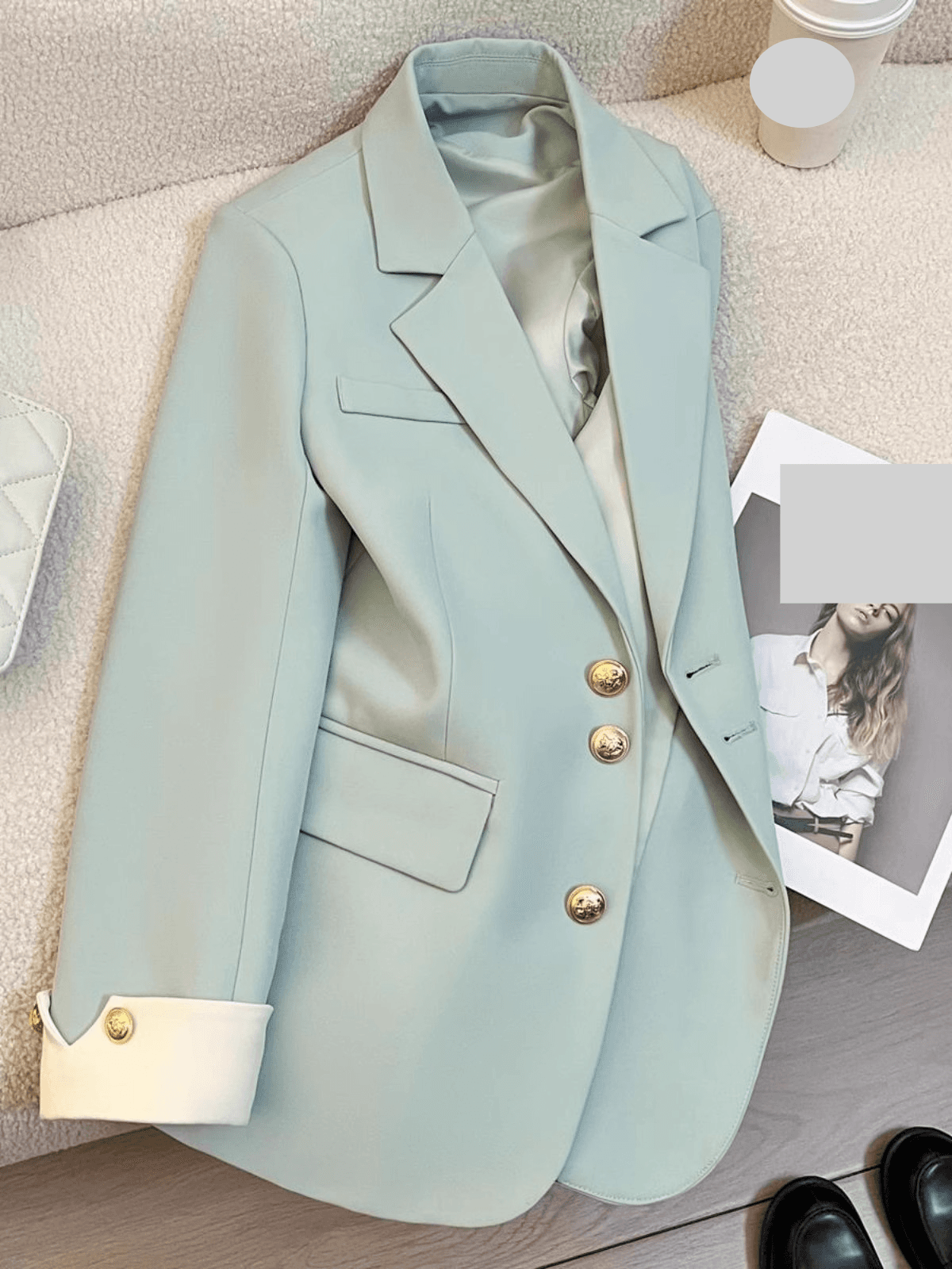 Women's Clothing Lake green super good looking high end suit jacket for women spring new style street blasting stylish design top