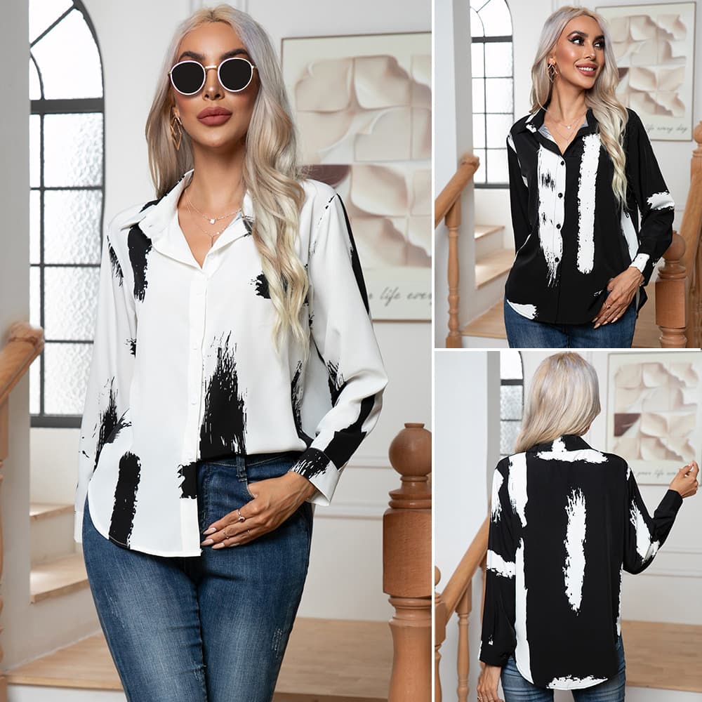 Women's Abstract Art Printed Shirt Long Sleeve Shirt For Women