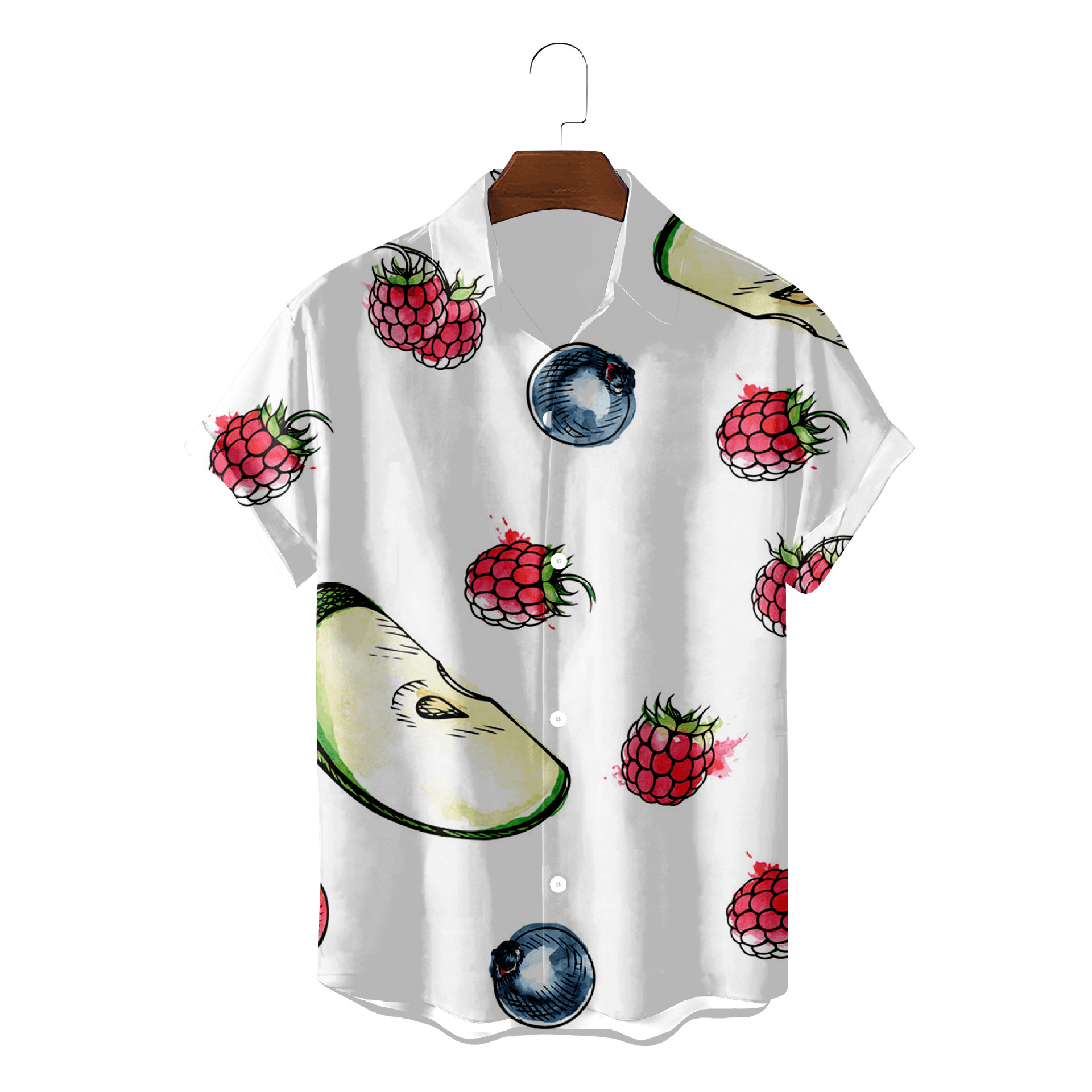 Men's Shirt Fashion Digital Print Short Sleeve Lapel Cardigan Top