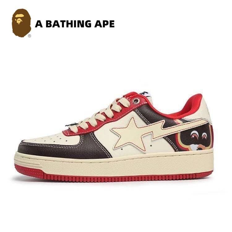 A BATHING-APE Classic Lacquer Leather Double Splicing Trendy Fashion Board Shoes Air Force No.1 Board Shoes Men's And Women's Same Style