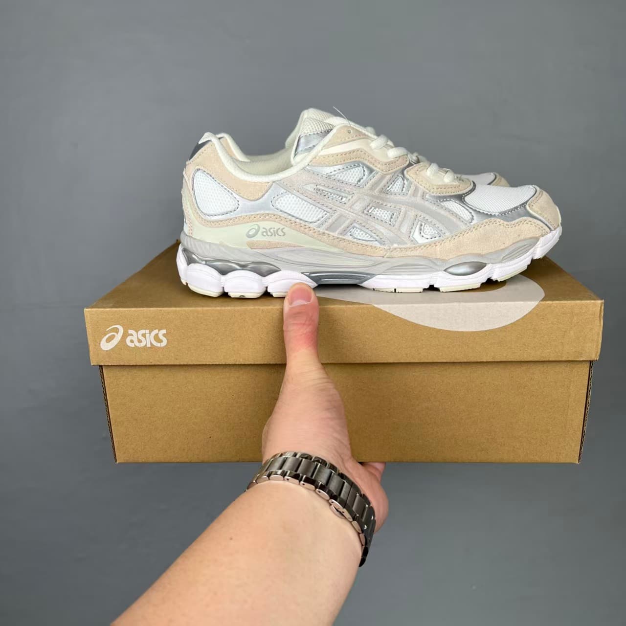 GEL_NYC Pure Original Nouveau Style Chaussures de course basses bleues en maille patchwork résistante à l'usure, respirantes et amortissantes.